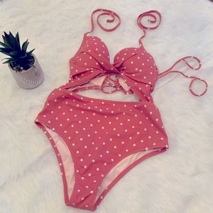 Pink polka-dot one piece